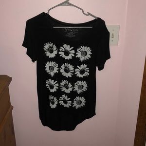 Black and white sunflower top